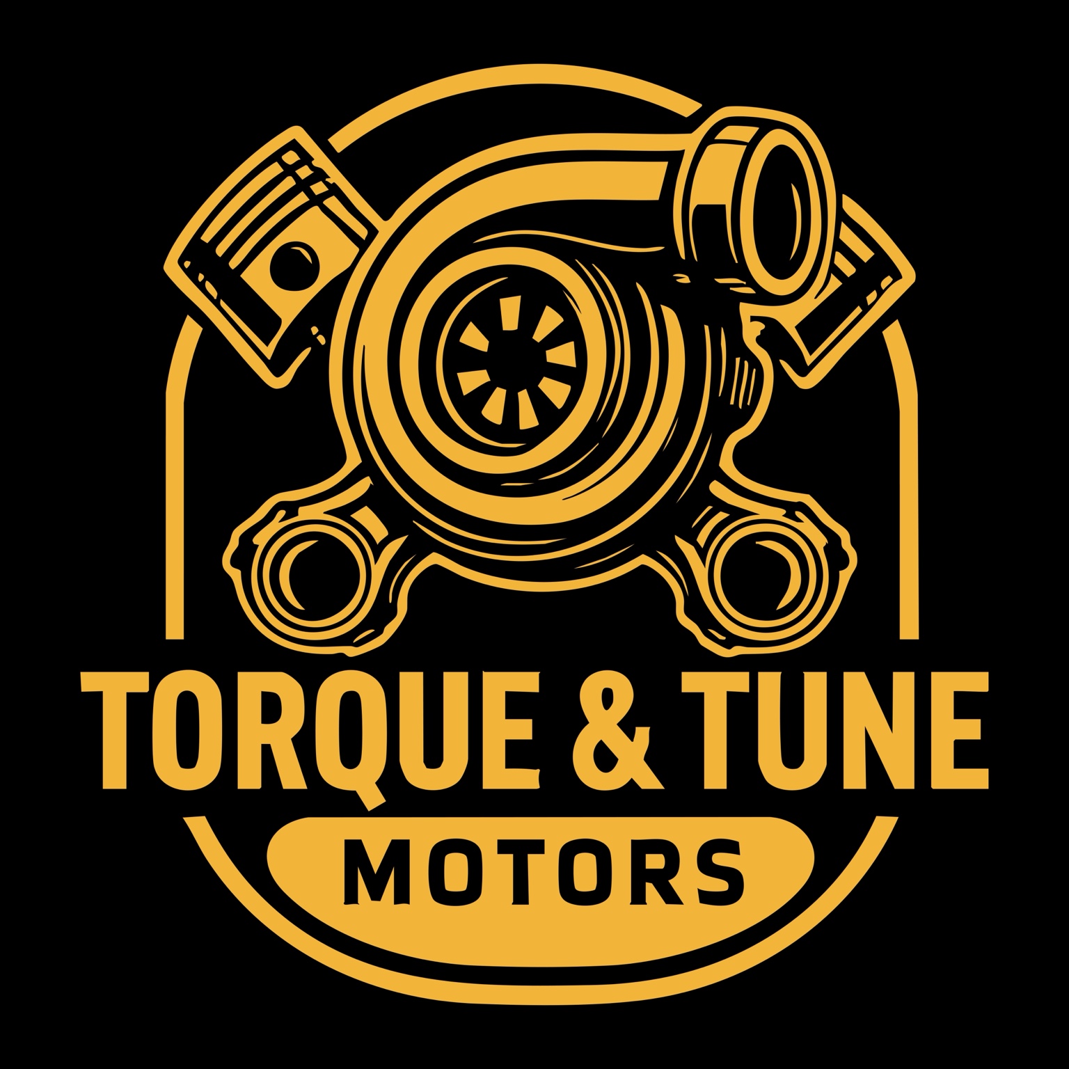 Torque and Tune Motors gold turbo and piston logo